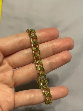 Gold Curb Chain Link Bracelet Chunky Statement Adjustable Extender